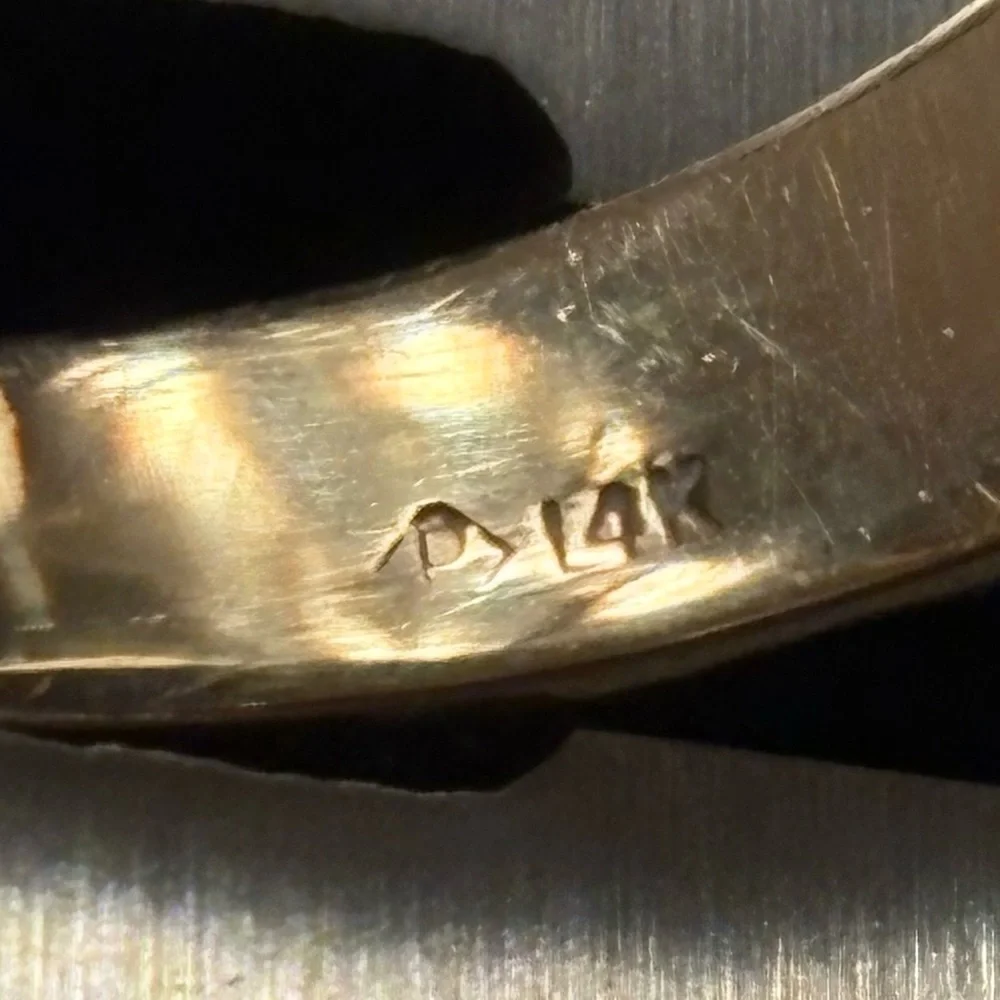 14k Gold Nugget Design Blue Prong Set Stone - Picture 11 of 15